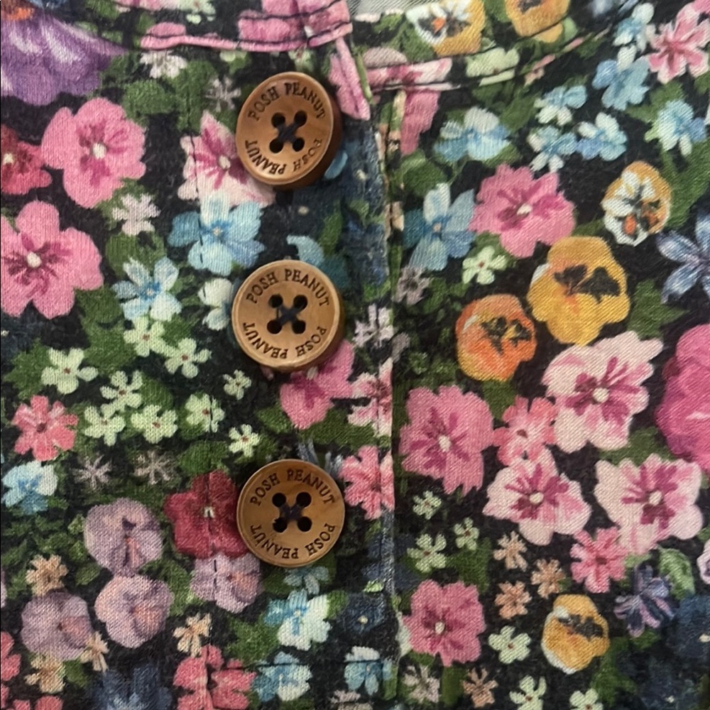 Floral Long Sleeve Posh Peanut Baby Romper - Picture 2 of 5